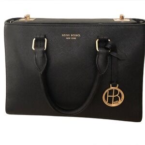 Henri Bendel Black leather bag sm turnlock satchel with dust bag